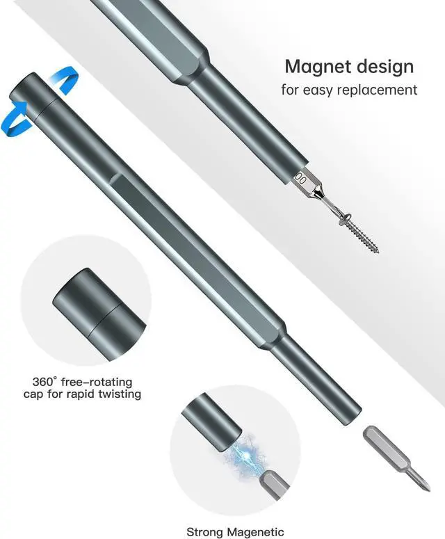 Alt view image 5 of 7 - 25IN1 Precision Screwdriver Set, Small Screwdriver with Torx Phillips Head & Flathead, Repair Tool Kit with 24 Magnetic Bits for Electronics, PC, Watch, Jewelry, DIY Projects and Home Repairing