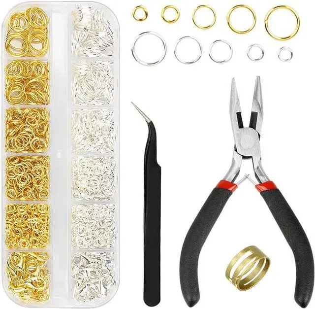 Main image of Kingsdun 1200Pcs Jump Rings for Jewelry Making with Lobster Clasps & Needle Nose Pliers, Jump Ring Opener and Tweezers, Jewelry Findings Tool Kit for Making Supplies and Necklace Repair