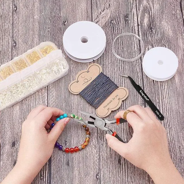 Alt view image 6 of 6 - Kingsdun 1200Pcs Jump Rings for Jewelry Making with Lobster Clasps & Needle Nose Pliers, Jump Ring Opener and Tweezers, Jewelry Findings Tool Kit for Making Supplies and Necklace Repair