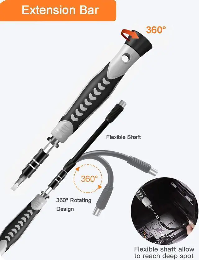 Alt view image 4 of 7 - Small Screwdriver Set with 120 Bits, Kingsdun 130 in 1 Precision Magnetic Screwdriver Bit Set with Tweezer, Flat, Phillips, Pentalobe, Torx Star Screwdriver for Computer, Xbox, Phone, PC Laptop