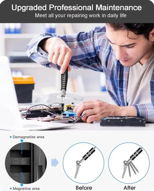Alt view image 3 of 7 - Small Screwdriver Set with 120 Bits, Kingsdun 130 in 1 Precision Magnetic Screwdriver Bit Set with Tweezer, Flat, Phillips, Pentalobe, Torx Star Screwdriver (Black)