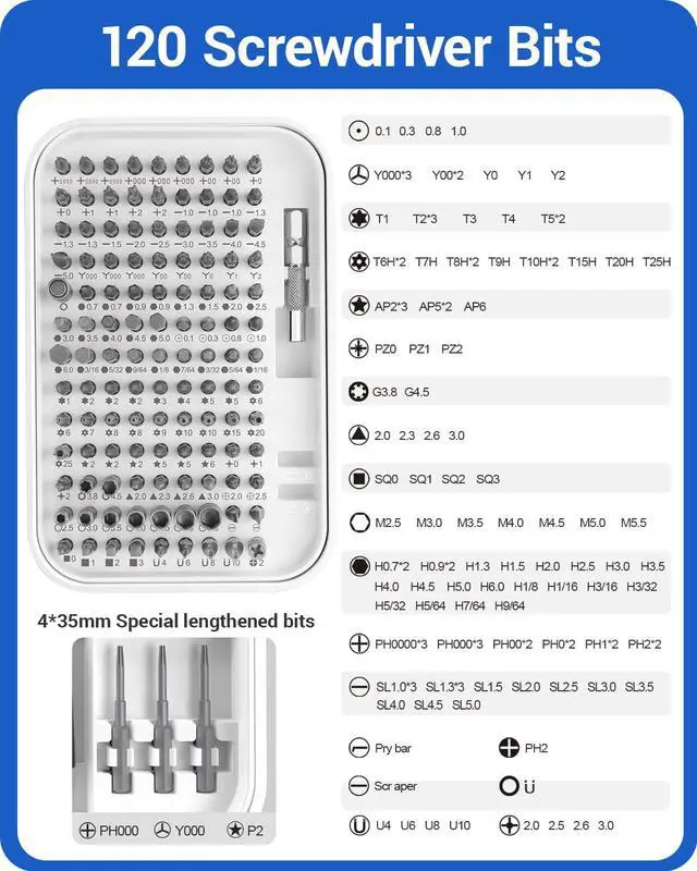 Alt view image 2 of 7 - Precision Screwdriver Set, 130 in 1 Electronics Magnetic Repair Tool Kit with Pry Tool Tweezer, Flat, Phillips, Pentalobe, Torx Star Screwdriver for Computer, Laptop, Cellphone