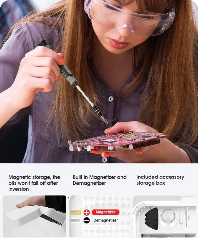 Alt view image 5 of 7 - Precision Screwdriver Set, 130 in 1 Electronics Magnetic Repair Tool Kit with Pry Tool Tweezer, Flat, Phillips, Pentalobe, Torx Star Screwdriver for Computer, Laptop, Cellphone