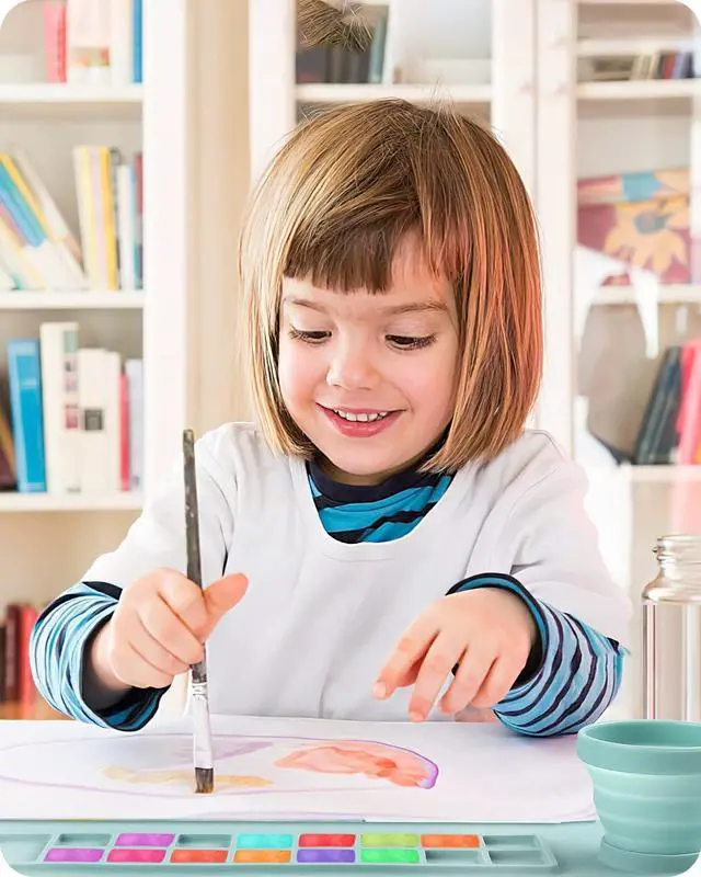 Alt view image 6 of 7 - 16" x 20" Silicone Craft Mat, Painting Paint Palette for Resin Casting Mold Mat, Nonstick Craft Sheet with Removable Cleaning Water Cup for Painting, Clay, Art, DIY Projects