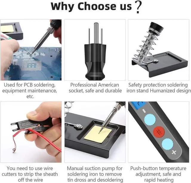 Alt view image 7 of 7 - Electronic Soldering Iron Kit, Kingsdun 60W LCD Digital Soldering Gun with Adjustable Temperature & Fast Heating Ceramic Thermostatic Design, ON-Off Switch 15pcs Solder Kit & Welding Tool