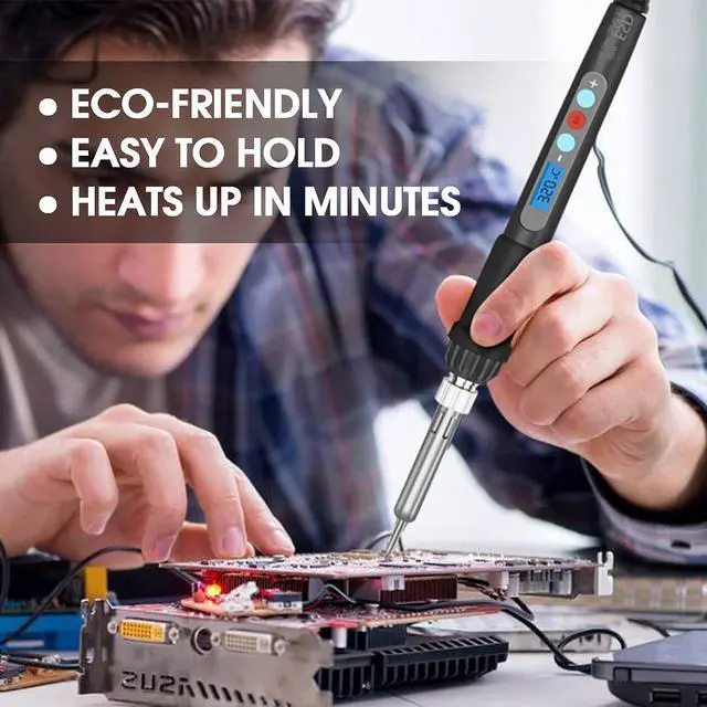 Alt view image 6 of 7 - Electronic Soldering Iron Kit, Kingsdun 60W LCD Digital Soldering Gun with Adjustable Temperature & Fast Heating Ceramic Thermostatic Design, ON-Off Switch 15pcs Solder Kit & Welding Tool