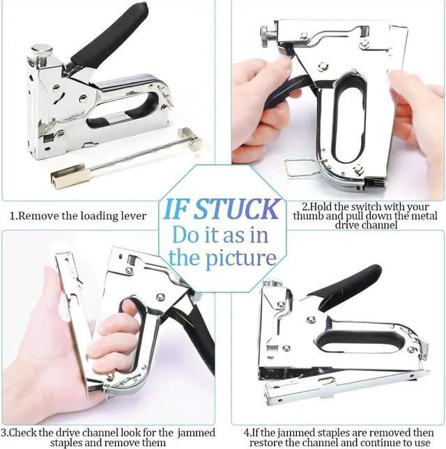 Alt view image 7 of 7 - Kingsdun Upholstery Staple Gun Kit, 3 in 1 Heavy Duty Hand Manual Nail Gun with 1200pcs Staples (D, U, T-Type) & Remover for Material Repair, DIY, Furniture, Doors &Windows, Wood, Carpentry,Decoration