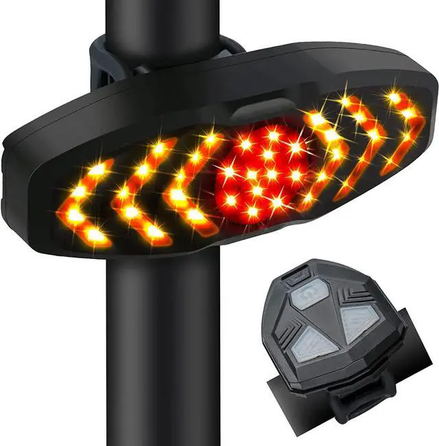 Main image of Kingsdun Bike Tail Light with Turn Signals and Brake Light, Bicycle Light with Remote Control Rear Bycycle Light, Auto ON/Off Rechargeable Waterproof Bike Light