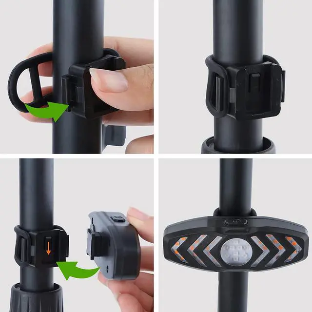 Alt view image 4 of 7 - Kingsdun Bike Tail Light with Turn Signals and Brake Light, Bicycle Light with Remote Control Rear Bycycle Light, Auto ON/Off Rechargeable Waterproof Bike Light