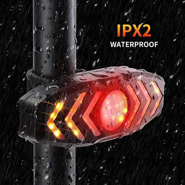 Alt view image 7 of 7 - Kingsdun Bike Tail Light with Turn Signals and Brake Light, Bicycle Light with Remote Control Rear Bycycle Light, Auto ON/Off Rechargeable Waterproof Bike Light
