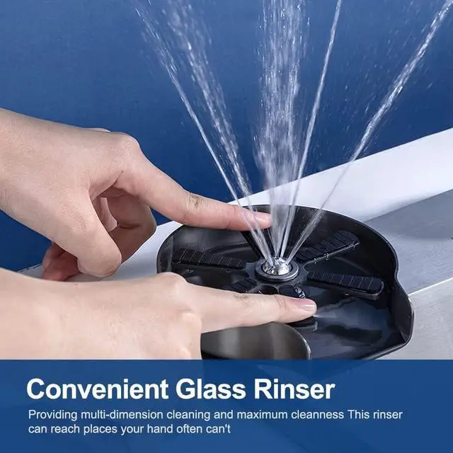 Alt view image 6 of 7 - Kingsdun Faucet Glass Rinser for Kitchen Sink, Stainless Steel Cup Rinser for Bar Sink, Bottles Washer Sink Accessories Silver