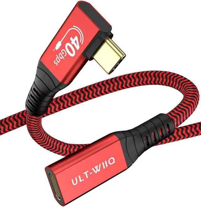 Main image of Right Angle USB4 Extension Cable, 40Gbps & 100W 90 Degree Gold-plated Type C 4.0 Extender Cord, Thunderbolt 3/4 Extension Cable, Support 8K/6K/4K@60Hz Video for Dell/HP Dock, MacBook, XPS, Intel NUC