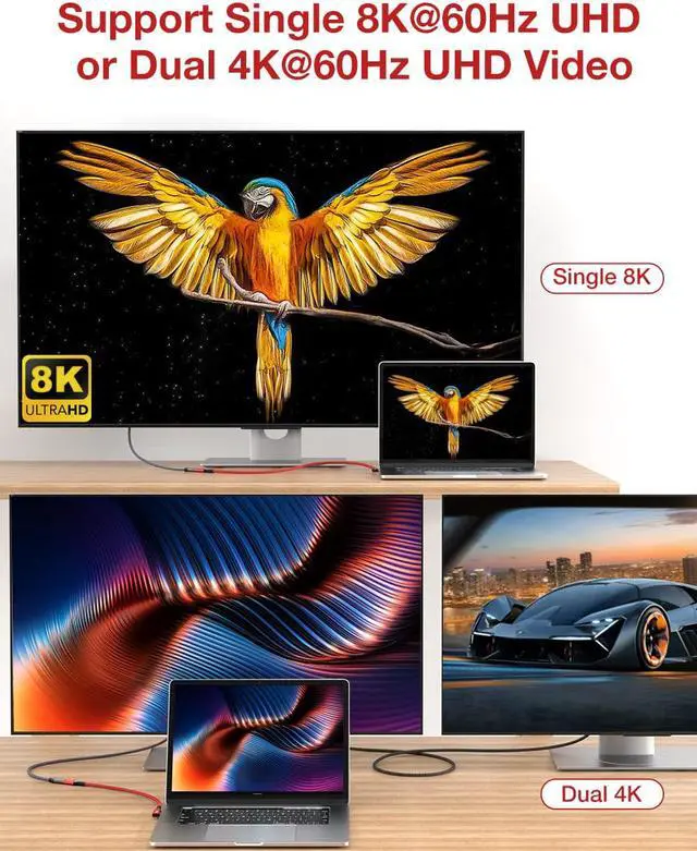 Alt view image 3 of 7 - Right Angle USB4 Extension Cable, 40Gbps & 100W 90 Degree Gold-plated Type C 4.0 Extender Cord, Thunderbolt 3/4 Extension Cable, Support 8K/6K/4K@60Hz Video for Dell/HP Dock, MacBook, XPS, Intel NUC