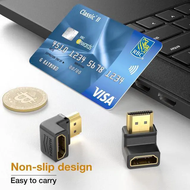 Alt view image 6 of 7 - 8K HDMI Extension Adapter, 2 Pack 90 Degree Right Angle HDMI 2.1 Male to Female Extender Adapter, Support 8K@60Hz, 4K@144Hz, 2K@240Hz, HDR, eARC for Roku, PS4, PS5, HDTV, Xbox