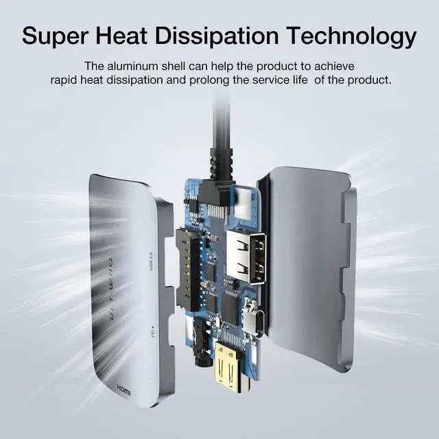 Alt view image 5 of 6 - USB C Hub Adapter, USB C HDMI Mini Dongle, 6 in 1 USB C Hub Multiport Adapter with 4K HDMI, 100W PD, USB 3.0, SD/TF Card Reader, 3.5mm Audio for MacBook Pro/Air, iPad, Dell XPS & Other Type-C Devices