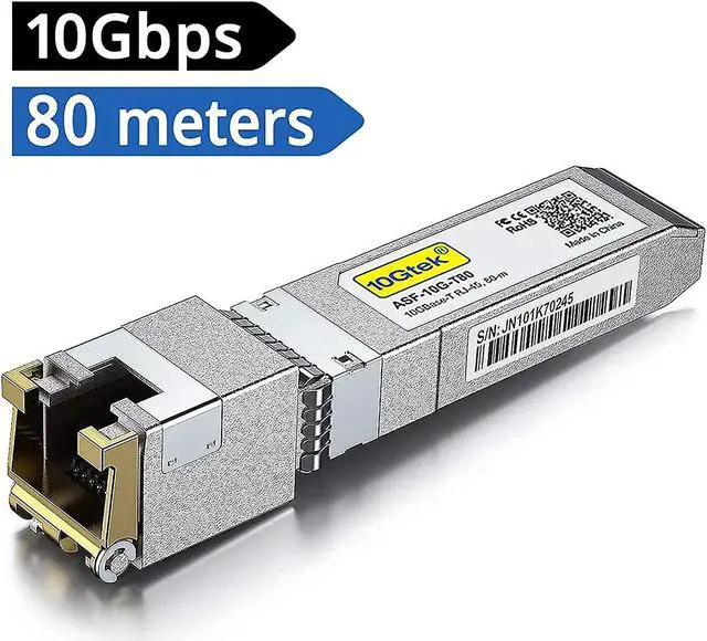 Alt view image 2 of 7 - 80-Meter, 10GBase-T SFP+ to RJ45 Transceiver, RJ45 to SFP+ Copper Ethernet CAT.6a Module, for  SFP-10G-T-80, Ubiquiti UniFi, Netgear AXM766, D-Link, Supermicro, Broadcom and More