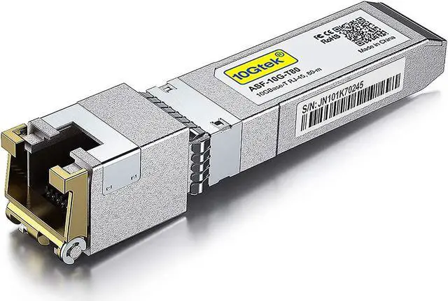 Main image of 80-Meter, 10GBase-T SFP+ to RJ45 Transceiver, RJ45 to SFP+ Copper Ethernet CAT.6a Module, for  SFP-10G-T-80, Ubiquiti UniFi, Netgear AXM766, D-Link, Supermicro, Broadcom and More