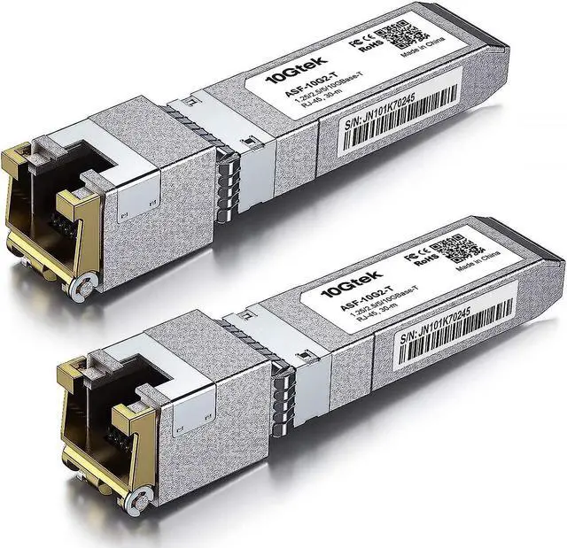 Main image of 1.25/2.5/5/10G-T SFP+ to RJ45 CAT.6a Copper Transceiver, Auto-Negotiation SFP+ Ethernet Module, up to 30-Meter, for  SFP-10G-T-S, Ubiquiti UniFi UF-RJ45-10G, Netgear AXM765 and More, Pack of 2