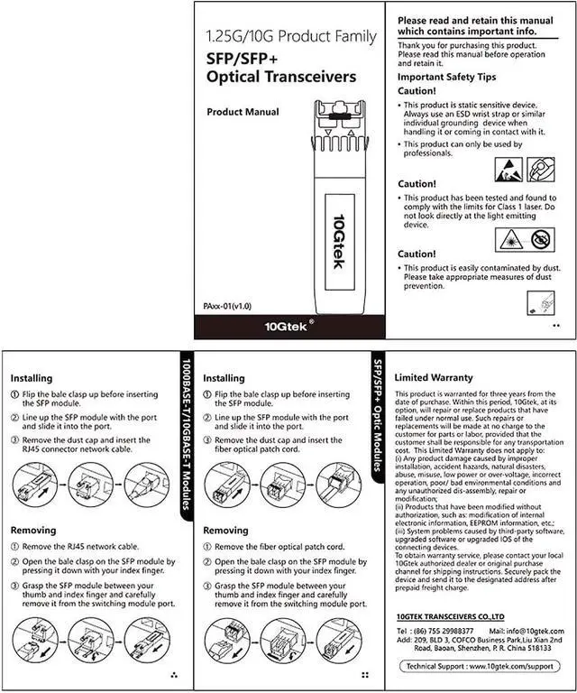 Alt view image 6 of 7 - 80-Meter, 10GBase-T SFP+ to RJ45 Transceiver, RJ45 to SFP+ Copper Ethernet CAT.6a Module, for  SFP-10G-T-80, Ubiquiti UniFi, Netgear AXM766, D-Link, Supermicro, Broadcom and More, Pack of 10