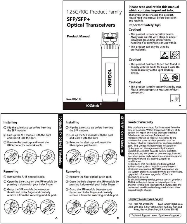 Alt view image 5 of 6 - 10Gtek 10/100/1000Base-T Copper SFP, Auto-Negotiation SFP to RJ45 Mini-GBIC Transceiver, for  GLC-T(10/100/1000)/SFP-GE-T(10/100/1000)