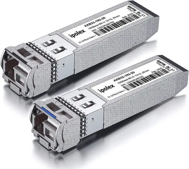 Alt view image 2 of 4 - ipolex a Pair of 10GBase-BIDI Transceiver Compatible with Cisco SFP-10G-BXD-I/SFP-10G-BXU-I, 10G SFP+ BiDi 1330nm-TX/1270nm-RX, SMF, up to 20 km, for Cisco, Ubiquiti UniFi, Netgear,D-Link and More