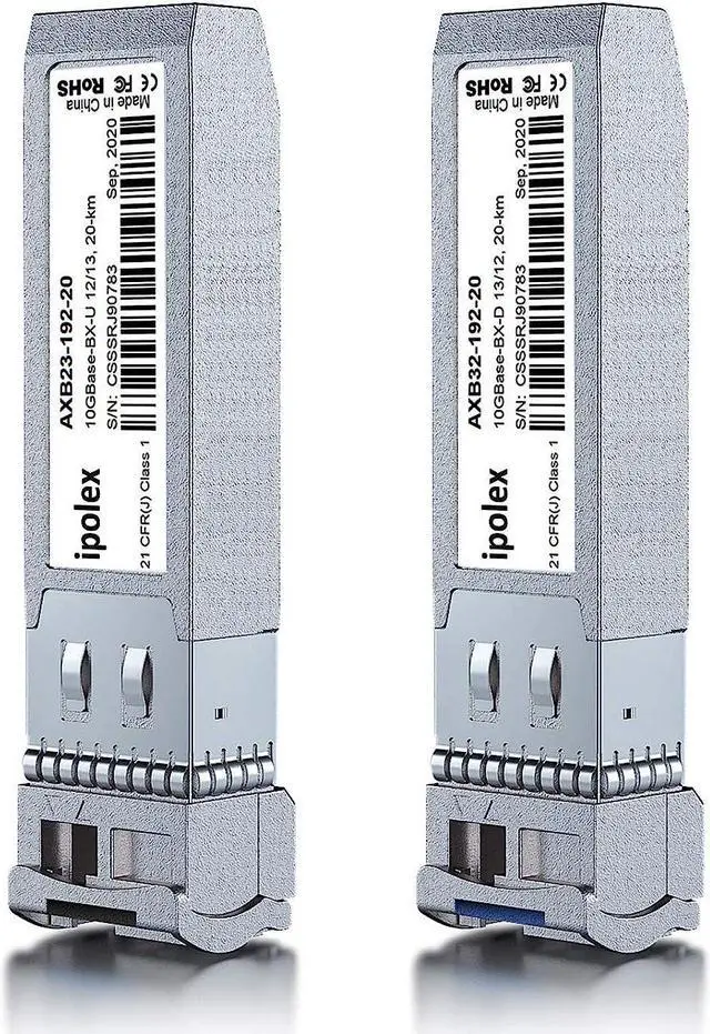 Alt view image 4 of 4 - ipolex a Pair of 10GBase-BIDI Transceiver Compatible with Cisco SFP-10G-BXD-I/SFP-10G-BXU-I, 10G SFP+ BiDi 1330nm-TX/1270nm-RX, SMF, up to 20 km, for Cisco, Ubiquiti UniFi, Netgear,D-Link and More