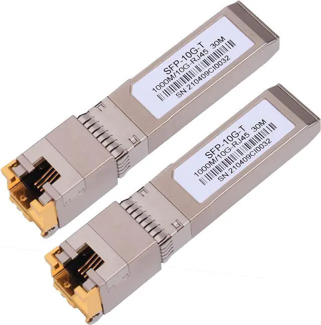 Main image of 2PACK 1.25/2.5/5/10G SFP+ RJ45 Copper Module - Up to 30m with CAT.6a/7 Compatibility for Cisco, Ubiquiti, Netgear, D-Link, Supermicro, TP-Link, Mikrotik, Unifi and More, SFP 10GBase-T Transceiver