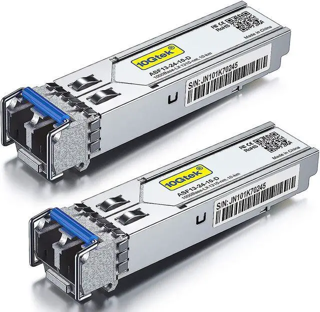 Main image of 1.25G SFP Transceiver 1000Base-LX, 1310nm SMF, up to 10 km, Compatible with Netgear AGM732F, Pack of 2