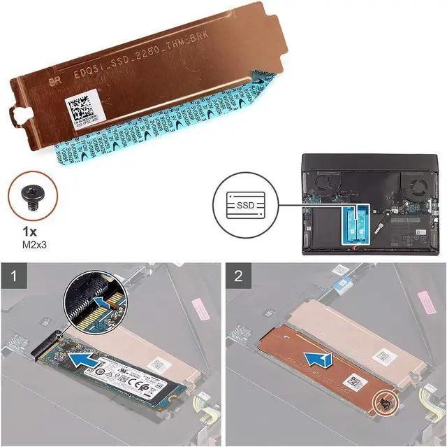 Alt view image 2 of 5 - 2nd 2280 M.2 SSD Heatsink Cover Slot 2 Thermal Shield 47W2D 047W2D Replacement for Dell Alienware M15 R2 M17 R2