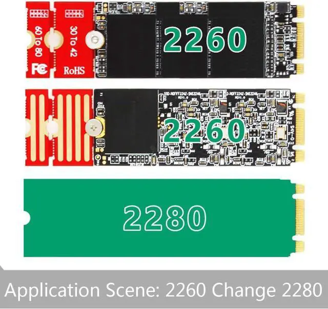 Alt view image 5 of 7 - RingBuu - Extended Bracket, M2 M2PLUS NGFF NVME M.2 Extended Transfer 2230, 2242, 2260, 2280 Aircraft M2 Change Long Size NVME NGFF M.2 U.2 M3 M.3 SSD