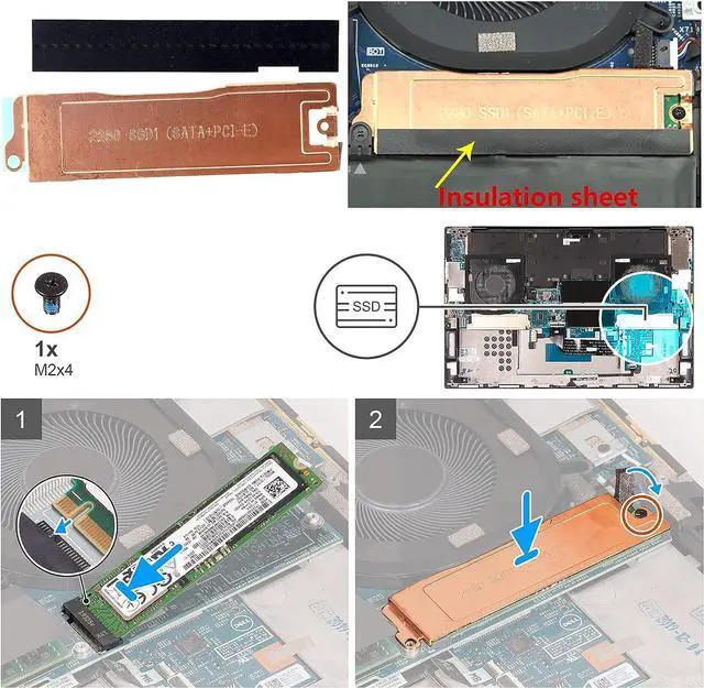 Alt view image 2 of 6 - Slot 1 M.2 2280 SSD Heatsink Cover 0HFD3T HFD3T SSD1 Thermal Bracket w/Insulation Sheet for Dell XPS 17 9700 9710 Precision 17 5750