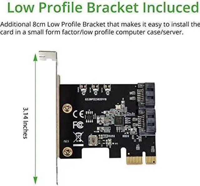 Alt view image 5 of 5 - IO CREST 2 Port SATA III PCI-e 3.0 x1 Non-RAID Controller Card Jmicro Chipset SI-PEX40148