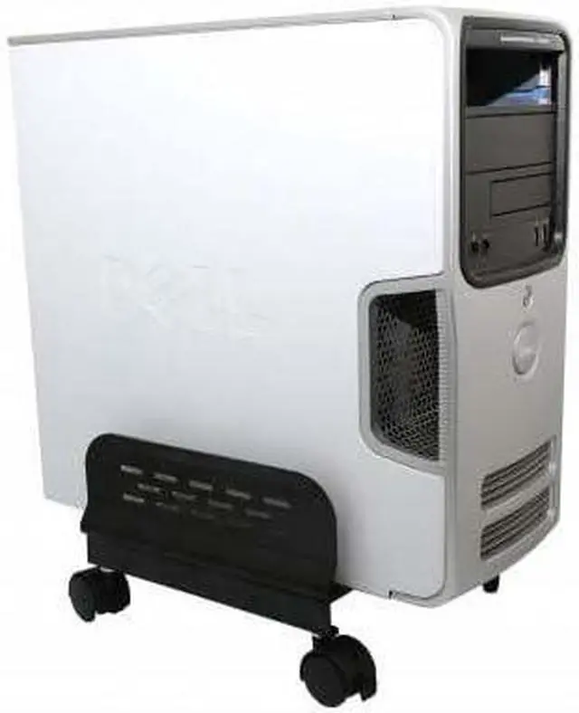 Alt view image 2 of 7 - IO Crest Mobile Desktop Tower Computer Metal Floor Stand Rolling Caster Wheels with Tall Support Walls and Adjustable Width from 5" to 13"