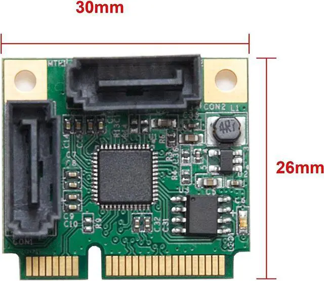 Alt view image 4 of 7 - Mini PCIe to SATA III 2 Ports Raid Adapter Card ASMedia 1061R for Ipfs Mining and Adding SATA 3.0 Devices