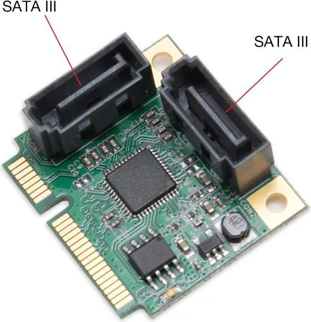 Alt view image 7 of 7 - Mini PCIe to SATA III 2 Ports Raid Adapter Card ASMedia 1061R for Ipfs Mining and Adding SATA 3.0 Devices