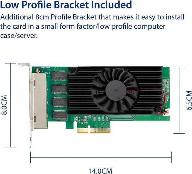 Alt view image 4 of 6 - Quad 2.5 Gigabit Ethernet PCI-E Network Expansion Card RJ45 LAN Adapter Low Profile Bracket SY-PEX24086