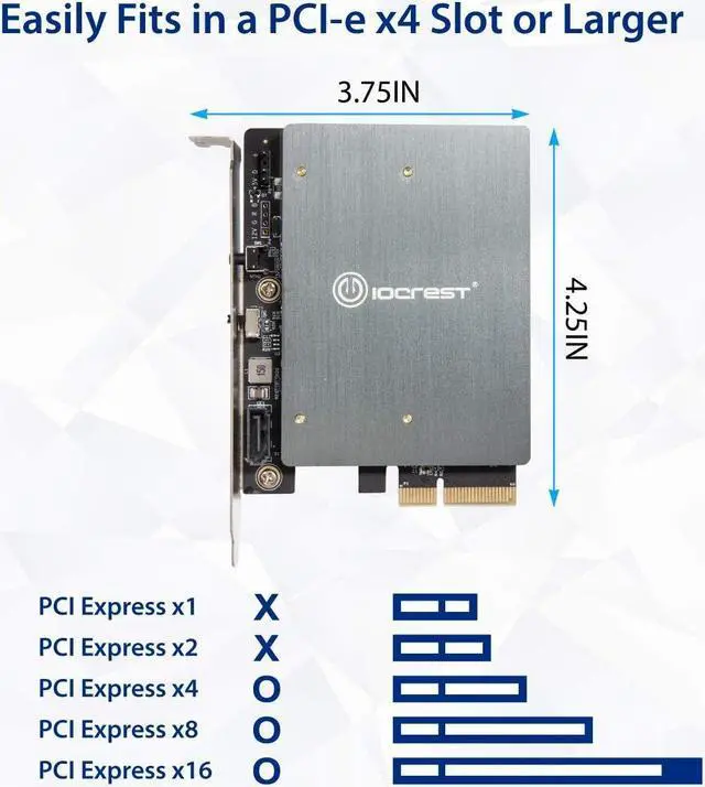 Alt view image 7 of 7 - IO CREST Dual M.2 SATA and PCIe Nvme SSD to PCIe X4 Adapter Card with 5V RGB Heatsink