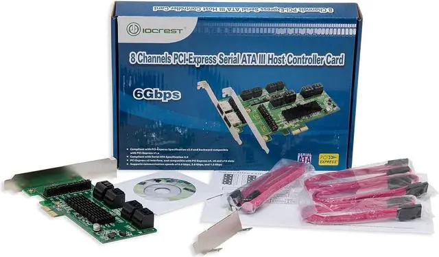 Alt view image 7 of 7 - IO CREST SI-PEX40071 SATA III 8 Port Controller Card PCE-e 2.0 x2 with Low Profile Bracket