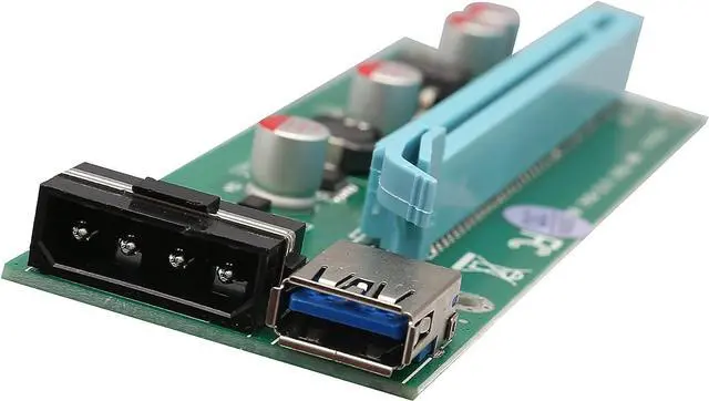 Alt view image 3 of 7 - I/O Crest SI-PEX60017 Pack of 3 PCI-E x1 to Powered PCIe x16 GPU Riser Adapter Card USB 3.0 Extension Cable, Solid Capacitors