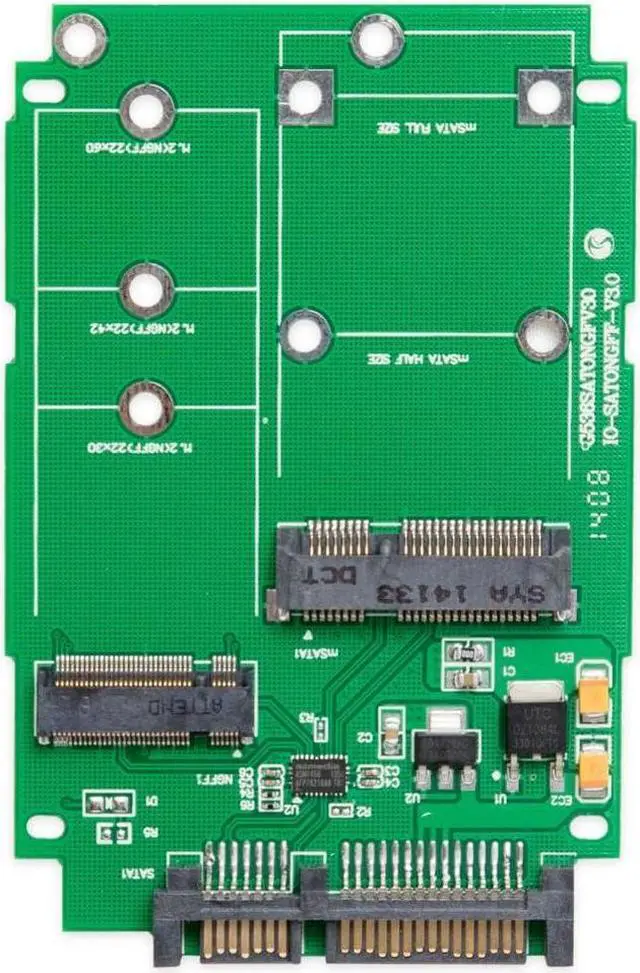 Alt view image 3 of 7 - M.2 B-Key SATA or Mini-SATA mSATA SSD to SATA III 2.5 Adapter, Convert mSATA or M.2 SATA SSD to a 2.5" Drive PCI Mount SI-ADA50067