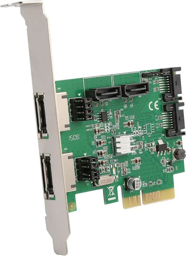 Alt view image 3 of 7 - Syba SD-PEX40054 4 Port SATA III Raid Hyper Duo PCIe 2.0 x 2 Card