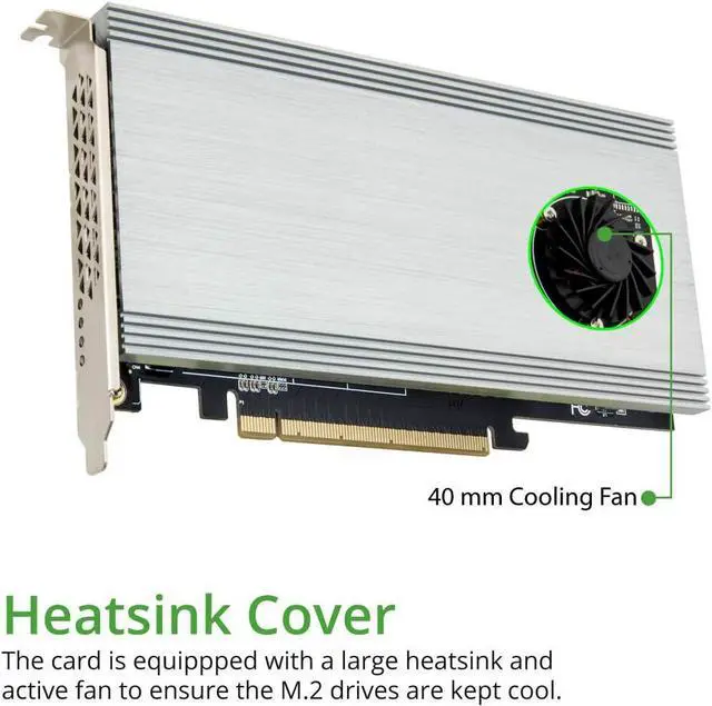 Alt view image 5 of 6 - IO CREST Dual M.2 NVMe Ports RAID to PCIe 3.0 x16 Interface (x8 Bandwidth) Bifurcation Riser Controller - SI-PEX40158