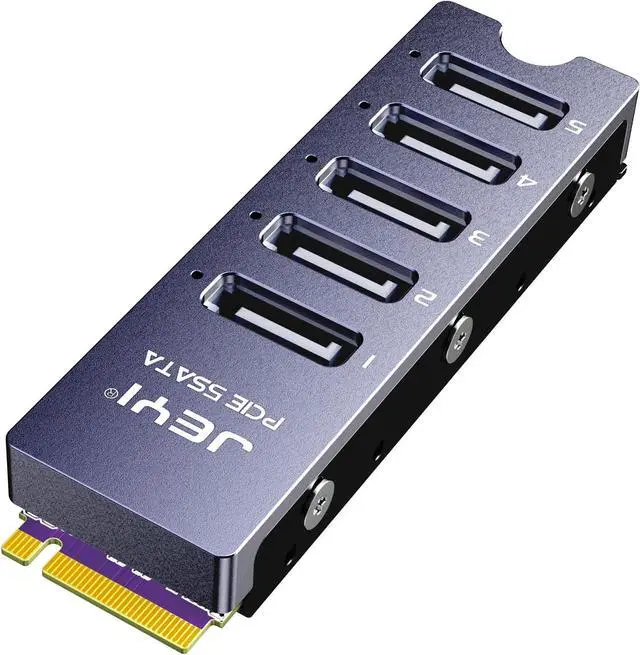 Main image of JEYI NVMe M.2 to 5 Sata Adapter, Internal 5 Port Non-RAID SATA III 6GB/s M.2 NVMe Adapter Card for Desktop PC Support SSD and HDD