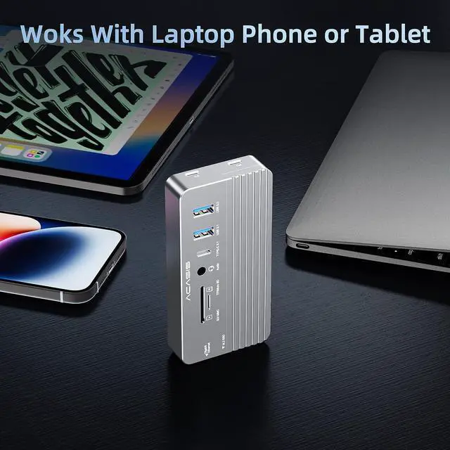 Alt view image 7 of 7 - 10-in-1 USB C Docking Station and M.2 NVMe SSD Enclosure, Multi-Port USB-C Hub Adapter with 4K HDMI, USB 3.1 Port, 100 W Power Delivery, USB 3.1 Type-C Enclosure for M.2 PCIe NVMe and SATA SSDs
