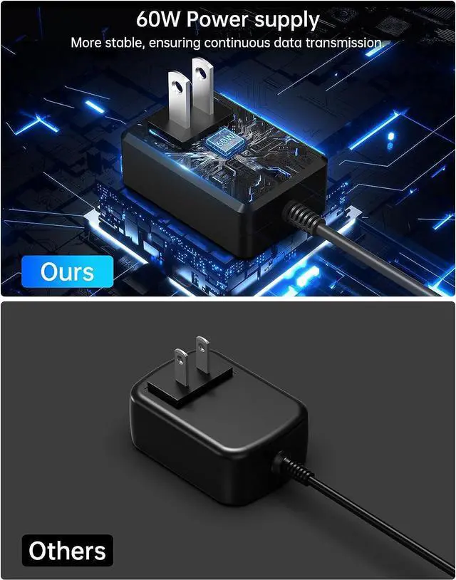 Alt view image 6 of 7 - Powered USB Hub, ACASIS 16 Port 60W USB Hub 3.0 with 4*USB Smart Charging Port, 2*USB C 3.0, 4*USB A 3.0, 6*USB 2.0, Individual On/Off Switches, 12V/5A DC Power Adapter for Laptops, PC