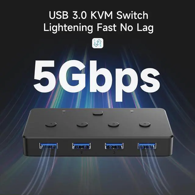 Alt view image 4 of 7 - ACASIS KVM Switch,USB 3.0 Switcher 2 Computers Share 4 USB 3.0 Ports for Mouse, Keyboard,Printer and More,USB Switch Compatible with Mac/Windows/Linux