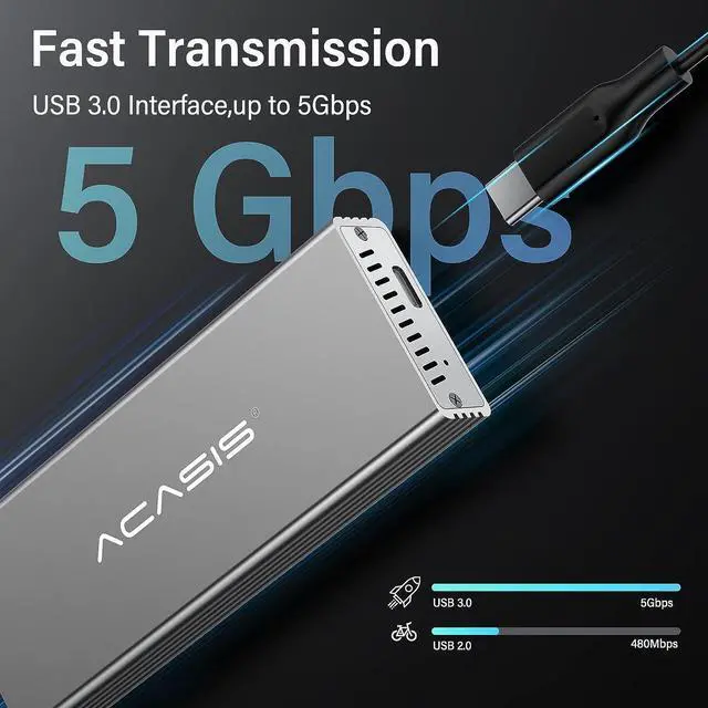 Alt view image 5 of 7 - ACASIS USB C 3.0 SSD Enclosure for Narrow Apple Flash SSDs MacBook Air from 2010 to 2011 Portable Storage Enclosure Compatible with M.2 Nvme SSD with Adapter