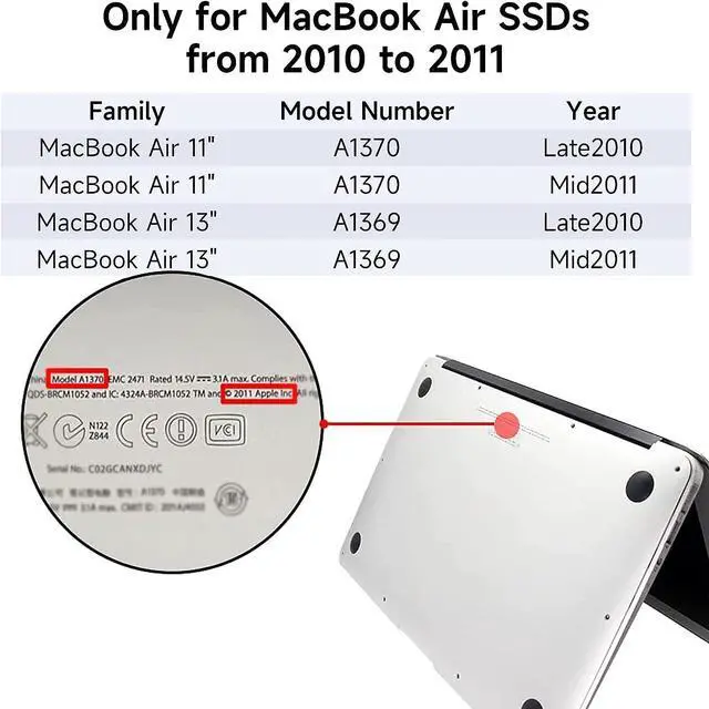 Alt view image 2 of 7 - ACASIS USB C 3.0 SSD Enclosure for Narrow Apple Flash SSDs MacBook Air from 2010 to 2011 Portable Storage Enclosure Compatible with M.2 Nvme SSD with Adapter
