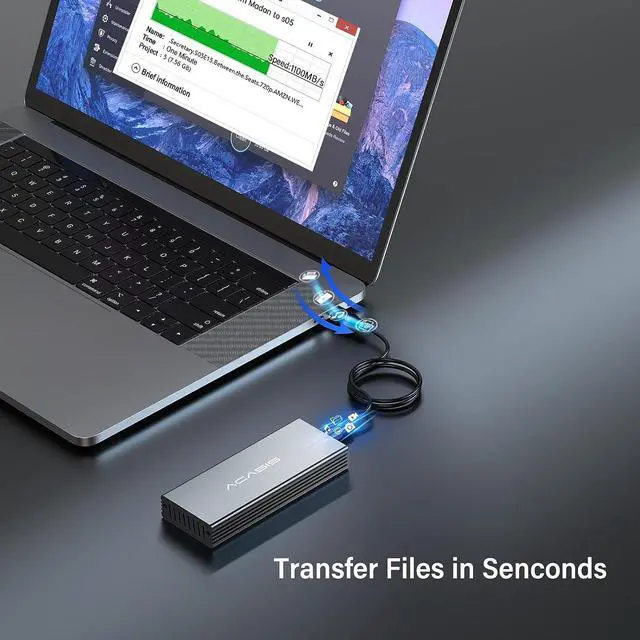 Alt view image 4 of 7 - ACASIS USB C 3.0 SSD Enclosure for Narrow Apple Flash SSDs MacBook Air from 2010 to 2011 Portable Storage Enclosure Compatible with M.2 Nvme SSD with Adapter