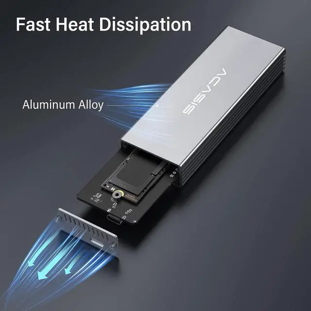Alt view image 6 of 7 - ACASIS USB C 3.0 SSD Enclosure for Narrow Apple Flash SSDs MacBook Air from 2010 to 2011 Portable Storage Enclosure Compatible with M.2 Nvme SSD with Adapter